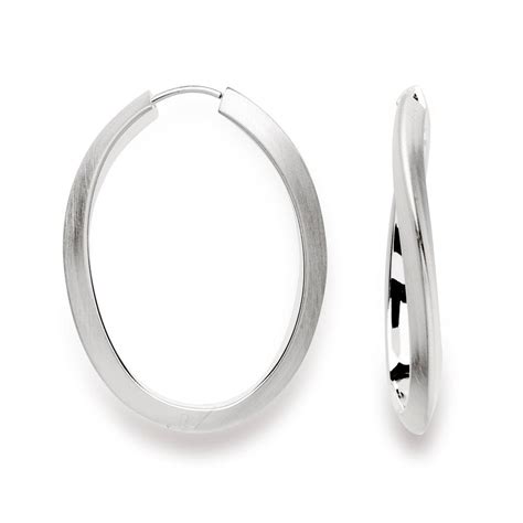 Silver Satin Curve Hoop Earrings From Colin Campbell And Co Online