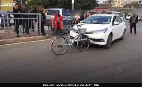 Car Damaged By Bicycle After Collision Viral Pic Has Internet Baffled