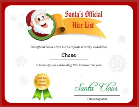 Santa's nice list certificate template. Pin by Teresa Rodgers on Christmas | Pinterest