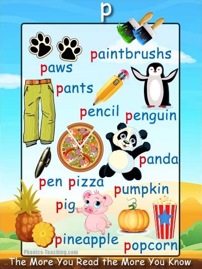 P Words Phonics Poster Free And Printable Ideal For Phonics Practice