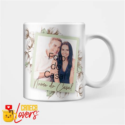 Caneca Bodas de Algodão Nome e Foto Personalizada Caneca Lovers