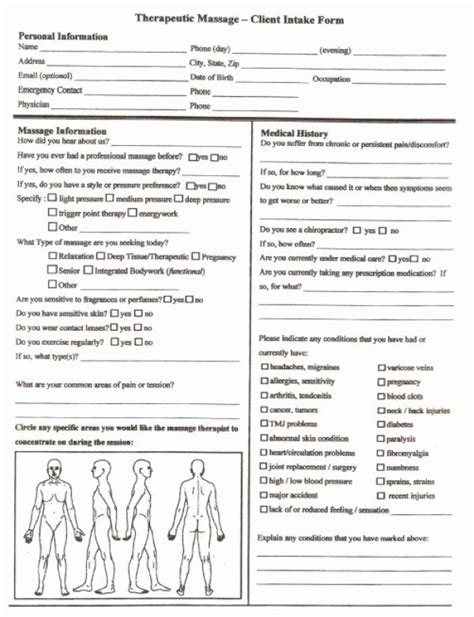 Counseling Intake Form Template Inspirational Magical Home Massage