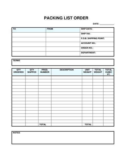 4 Best Images Of Printable List Forms Blank Free Packing Throughout