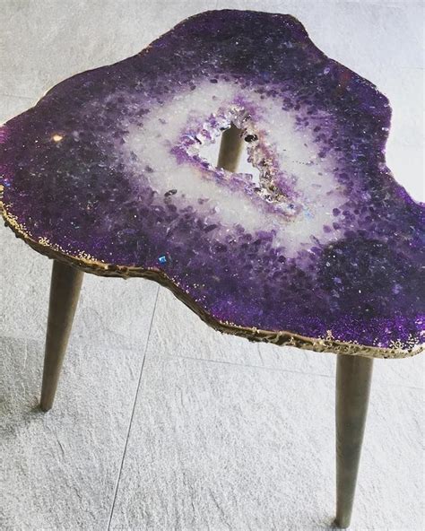 Mesmerizing Resin Tables Designed To Look Like Giant Glistening Geode