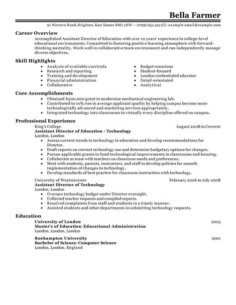 Site offers a comprehensive collection of free resume samples and templates. Assistant Director Resume Examples | Education Resume ...