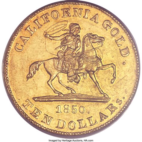 1850 10 Baldwin Ten Dollar Ms61 Pcgs K 3 R6 Territorial Gold