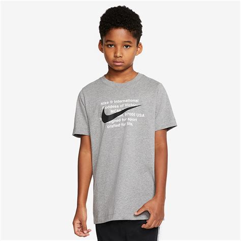 Nike Boys Swoosh For Life Tee Carbon Heatherblack Boys Clothing