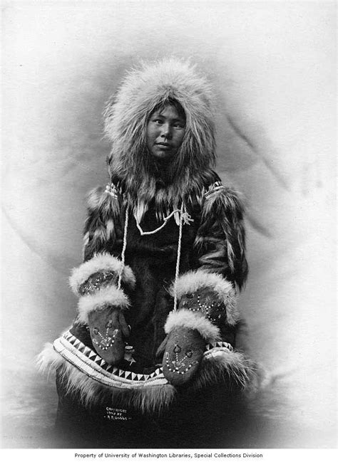 Cross Eyed Inuit Women In Fur Parka With Mittens Alaska 1903 Inuit