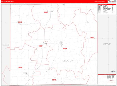 Decatur County Ia Zip Code Wall Map Red Line Style By Marketmaps