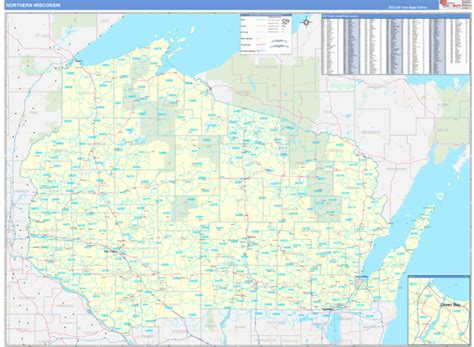 Wisconsin Northern Wall Map Basic Style By Marketmaps Mapsales