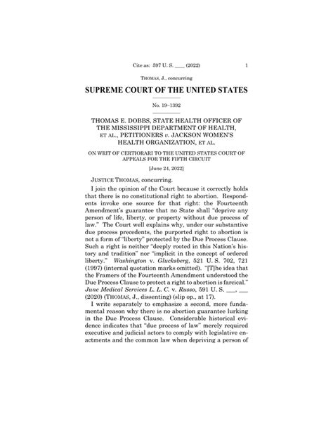 Dobbs V Jackson Women S Health Organization Clarence Thomas Concurrence Documentcloud