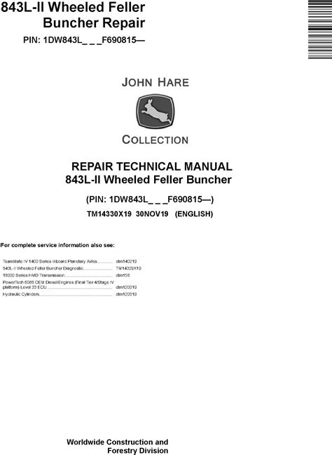 John Deere Wheeled Feller Buncher 843L II Repair Manual