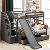 Twin over Full Bunk Bed with Drawers, Storage and Slide - Cool Toddler Beds