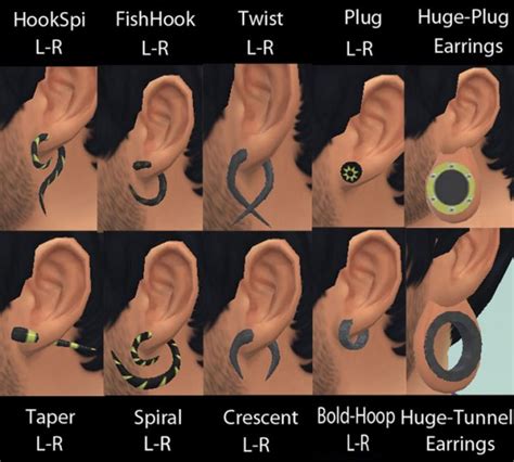 Mod The Sims Piercings 10 Items Set Semi Layerable S4 By Necrodog