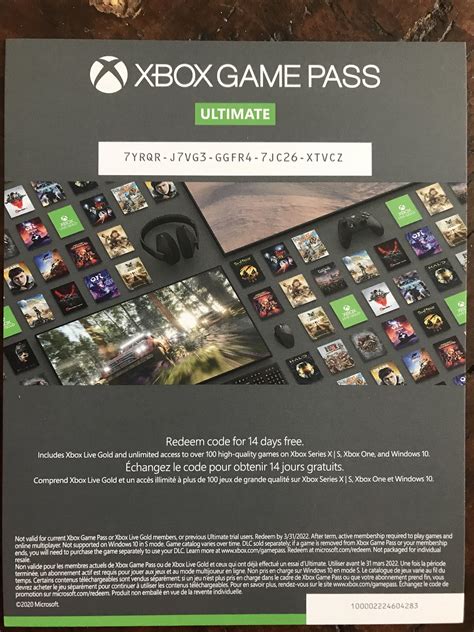 14 Day Xbox Game Pass Ultimate Code Rxboxone
