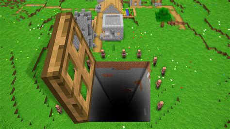 Giant Trapdoor In Village Challenge Minecraft Noob Vs Pro 100