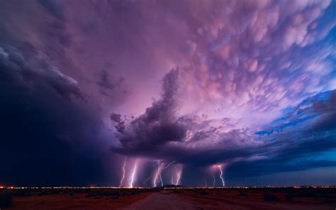 Landscape Lights Sunset Villages Night Nature Sky Field Clouds