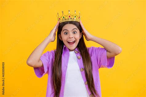 surprised teen girl look girlish in the crown princess crown fashion teen girl winner of