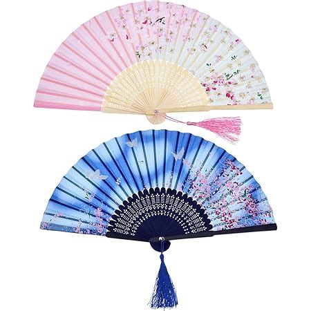 Amazon 2 Pieces Folding Fans Handheld Fans Bamboo Fans With Tassel