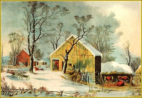 Currier And Ives The Old Homestead In Winter Circa 1860 1968 Art