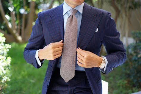 Brown Tie Linen Wedding Ties Shop Stylish Necktie Mens Neckties