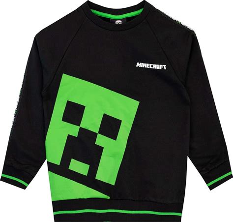 Minecraft Sweat Shirt Creeper Garçon Noir 10 11 Ans Amazon