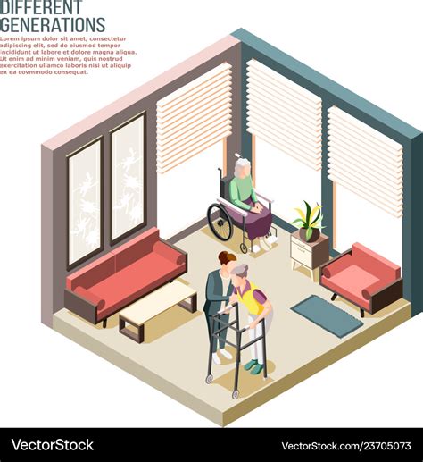 Different Generations Isometric Composition Vector Image