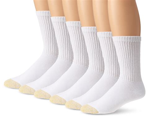 Gold Toe Mens Athletic Crew Sock White 6 Pack Sock Size 13 15 Fits Shoe