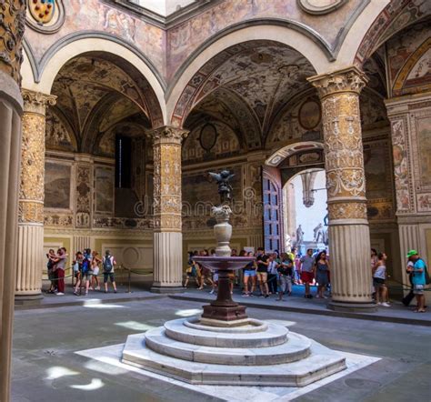 Inner Courtyard Of Palazzo Vecchio In Florence Italy Editorial
