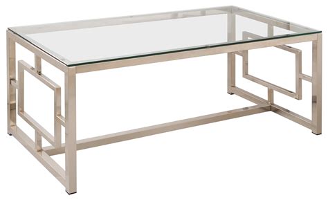 Coaster Occasional Group Contemporary Metal Coffee Table With Glass Table Top And Geometric Motif
