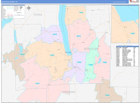 Schuyler County Ny Wall Map Color Cast Style By Marketmaps