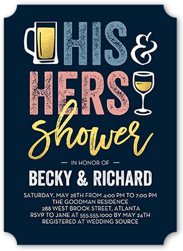 His And Hers Shower 5x7 Bridal Shower Invitations Shutterfly In 2021 Couples Bridal Shower