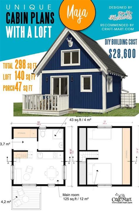 10 Unique Plans Of Tiny Homes And Cabins With Loft Craft Mart In 2021