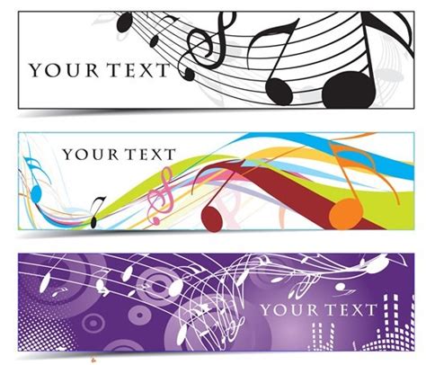 Free Set Of Musical Notes Banners Vector Titanui