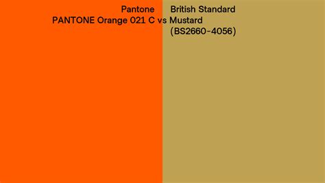 Pantone Orange 021 C Vs British Standard Mustard Bs2660 4056 Side By