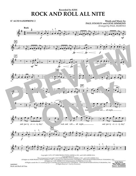 Rock And Roll All Nite Eb Alto Saxophone 2 Sheet Music Paul Murtha Concert Band