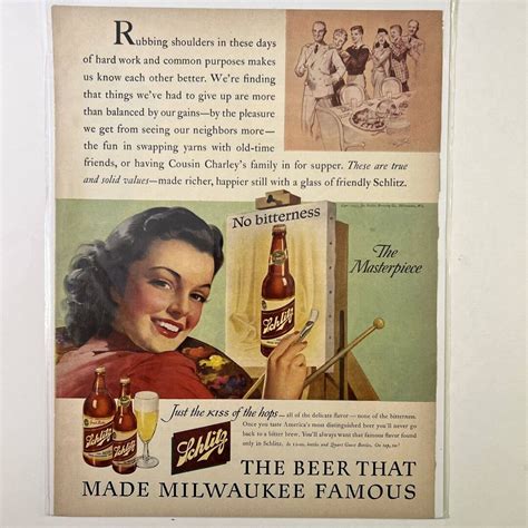 Vintage Print Ad 1943 Schlitz Beer 1940s Etsy