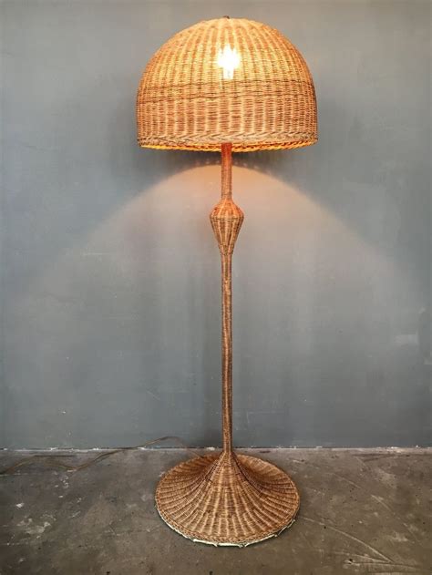 A Vintage Midcentury Modern Boho Chic Floor Lamp Constructed Of Spun