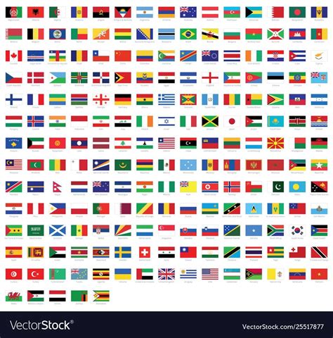 All National Flags World With Names Vector Image On Vectorstock Artofit