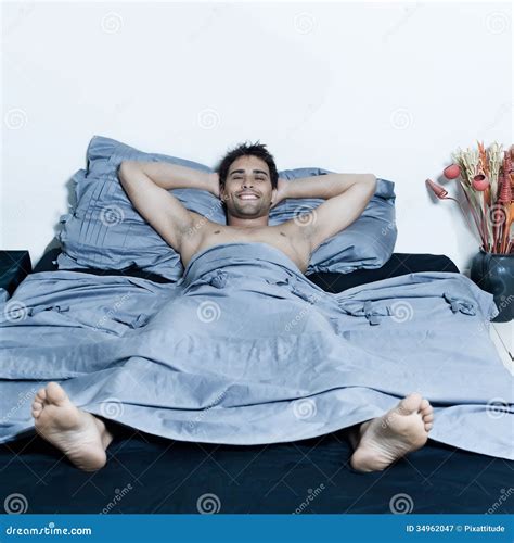 Handsome Man In A Bed Stock Image Image Of Friendly 34962047