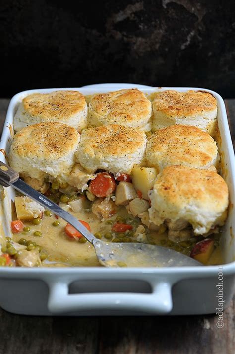 This recipe for biscuit topped vegetarian pot pie has been sponsored by cans get you cooking. Chicken Pot Pie with Biscuits Recipe - Add a Pinch