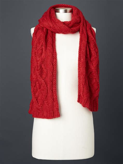 Gap Solid Cable Knit Scarf In Red Modern Red Lyst