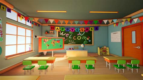 Download 1,285 cartoon classroom free vectors. 3d Class room - 3D model for Cartoons | CGTrader