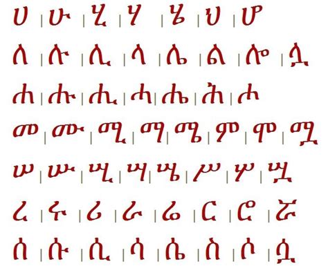 Language This Is The Amharic Alphabet Amharic Is The Official