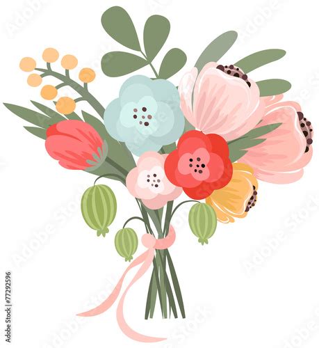 Vector Illustration Of Beautiful Bridal Bouquet Stock Image And