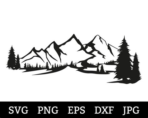 Mountain Svg Dxf Mountain Forest Svg Pine Trees Pacific Etsy Scherenschnitt Silhouette Wald
