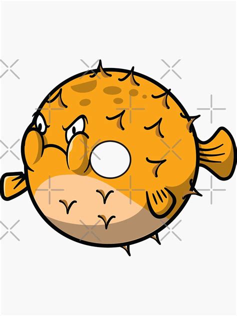 Angry Puffer Fish Donut Sticker For Sale By Donutlovers Redbubble