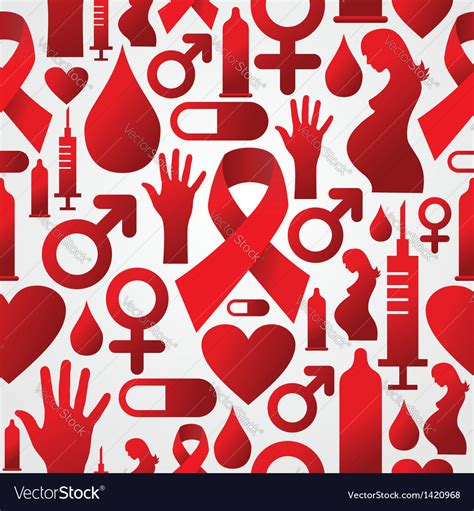 Hiv Icon Set Pattern Background Royalty Free Vector Image