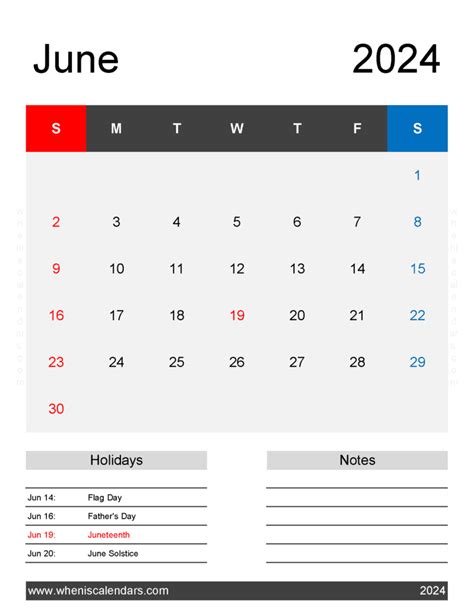 June Printable 2024 Calendar Monthly Calendar