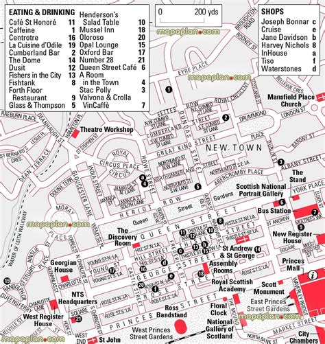 Edinburgh Top Tourist Attractions Map New Town Map With Must See